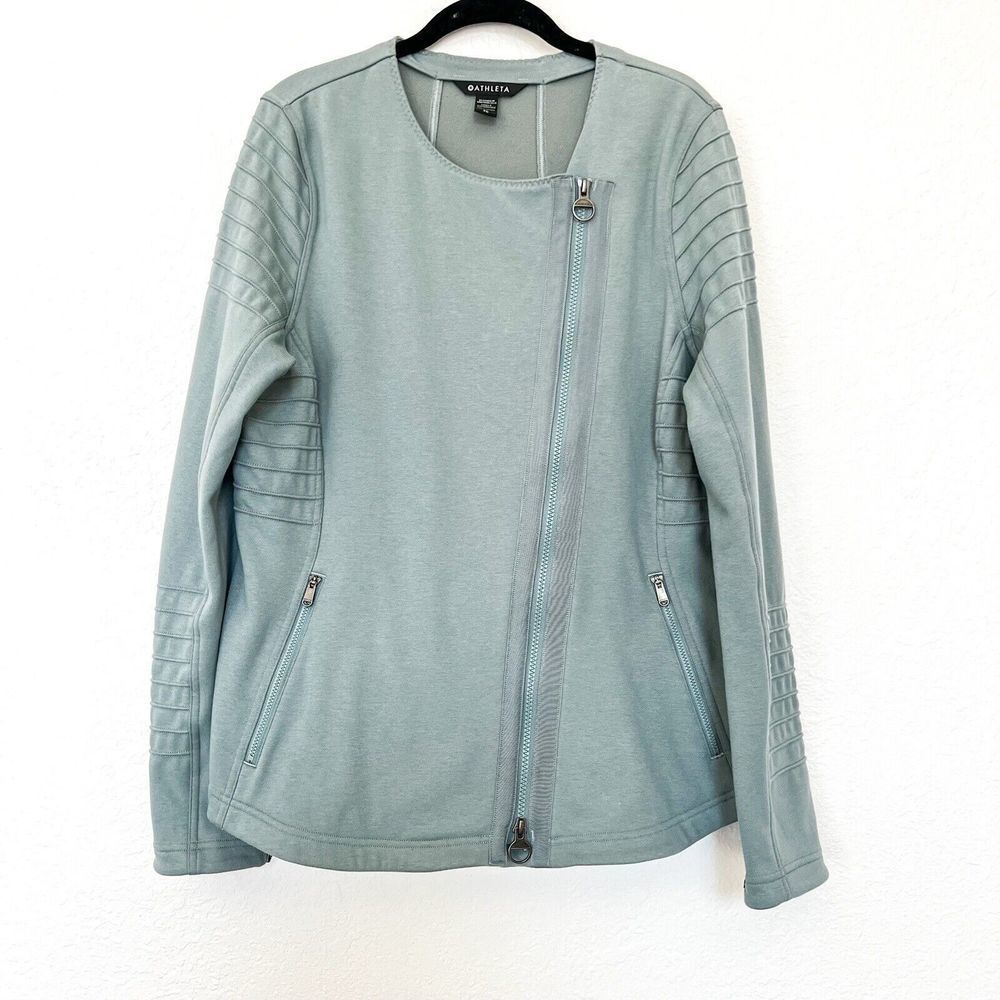 Athleta Moto Jacket Sage Green Size XL